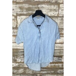 Caslon womens short‎ sleeved blue v neck top XS